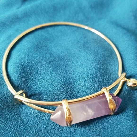 Cuff bracelet with Natural Amethyst