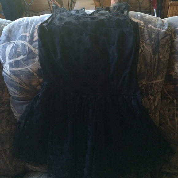 Black poka dot dress