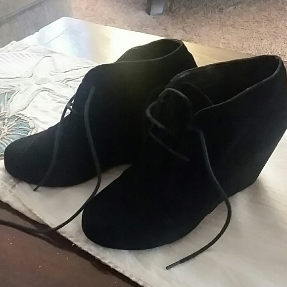 Black lace up booties