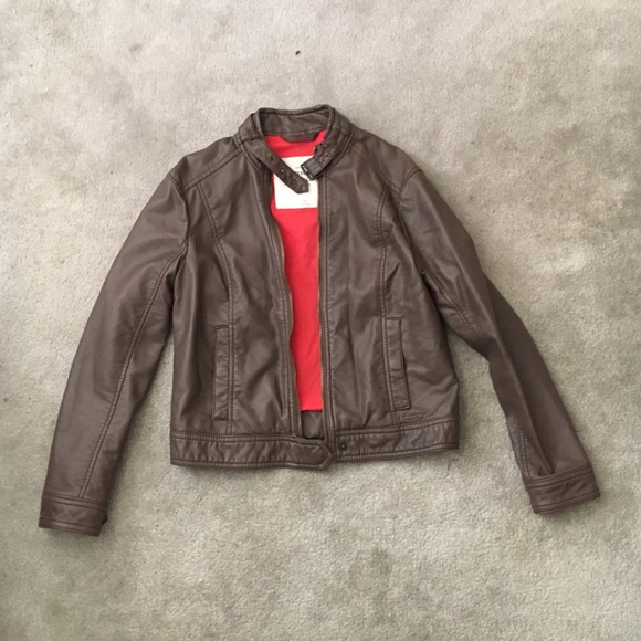Abercrombie and Fitch brown faux leather jacket