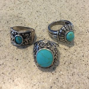 3 sterling silver turquoise ring