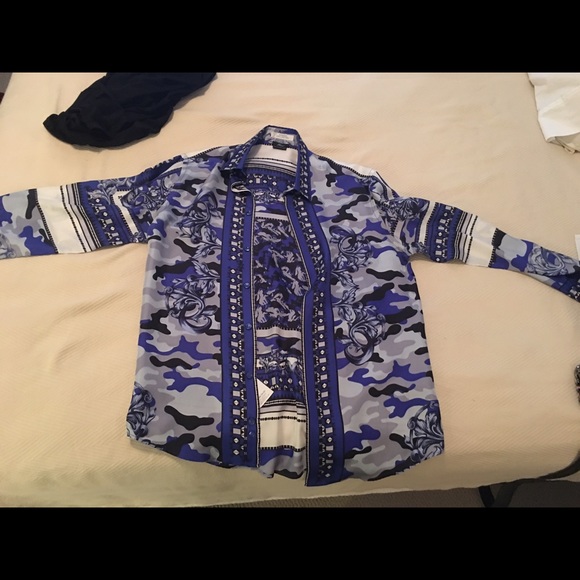 versace silk button up