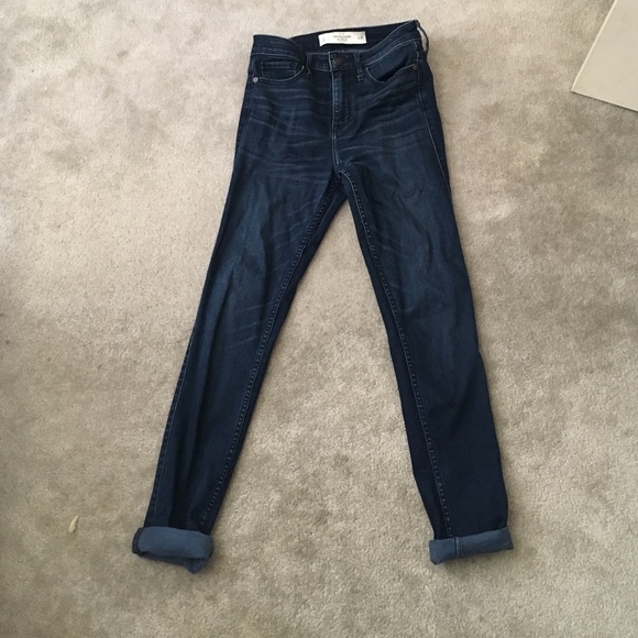 Abercrombie and Fitch dark blue high waisted jeans
