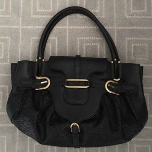 Jimmy Choo Tulita black leather and raffia bag