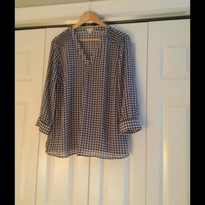 Blue and white check Talbots blouse. Size L.