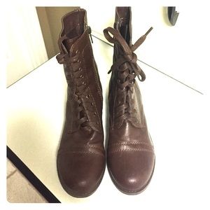 Brown combat boots