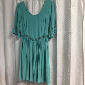 Light blue ruffle-sleeved dress