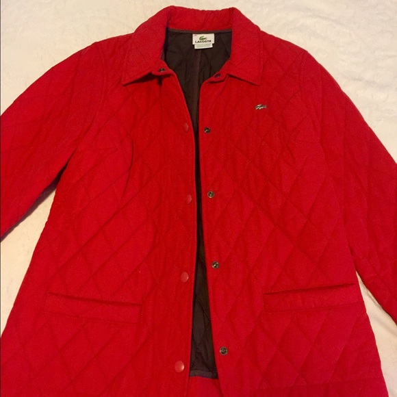 Red Quilted Lacoste Coat