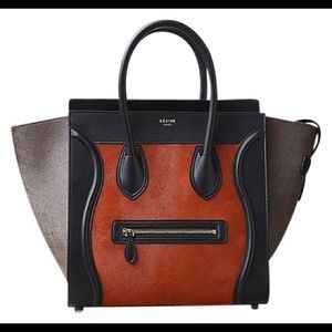 CELINE Mini Luggage Black/Brick/Taupe Satchel