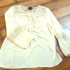 Cynthia Rowley cream with lace detail blouse