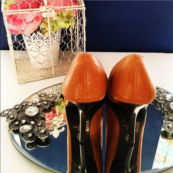 Glam rhinestone buckle tan heels - Picture 3 of 3