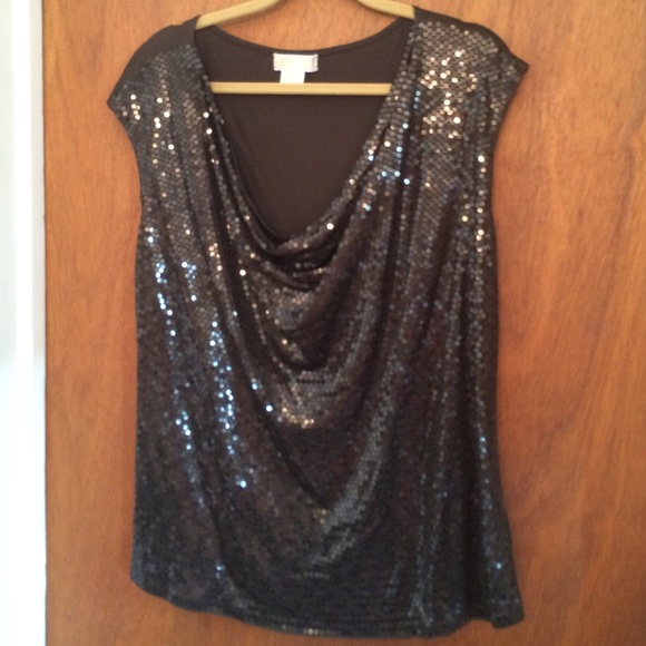 🎉SALE! Michael Kors Brown Sequin Top 1X - NWOT