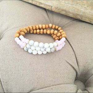 natural Howlite white turquoise and sandalwood