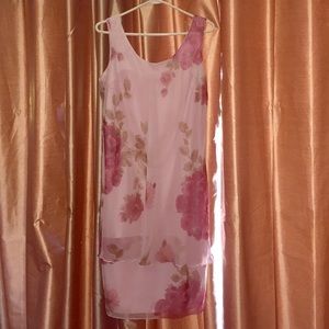 70s Vintage Floral Evening Sheath Dress