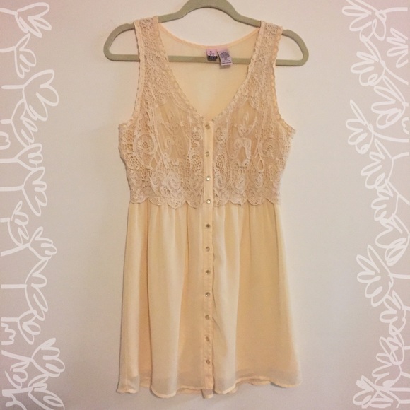 Love on a Hanger Cream Dress w/ Cotton Lace Detail