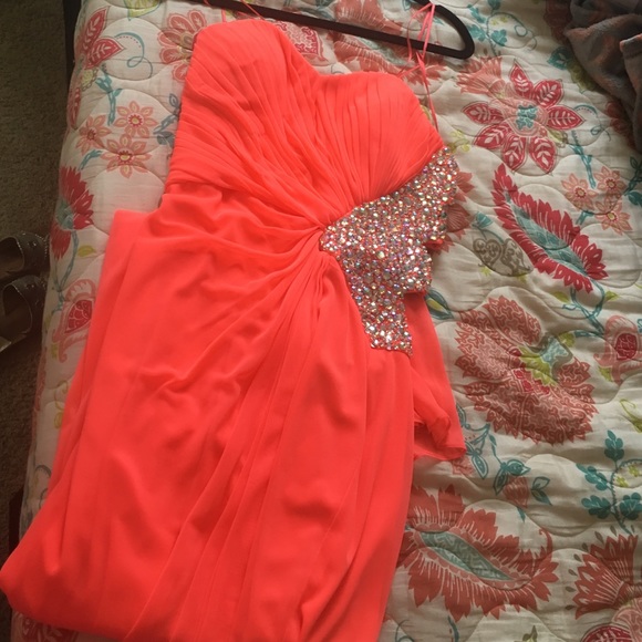 Beautiful coral prom dress only worn once.