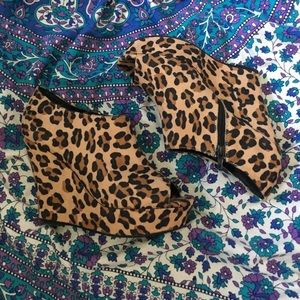 Forever21 cheetah print open toe booties