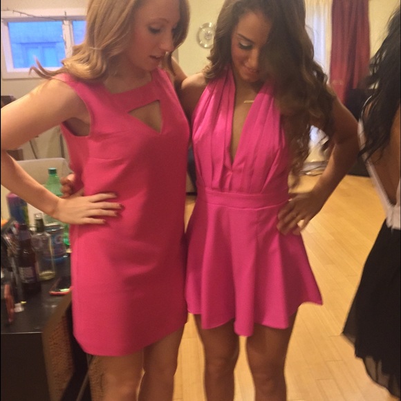 HOT pink low v-neck romper