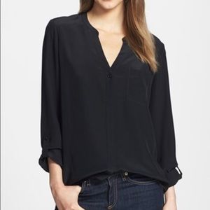 Trouve collarless silk blouse