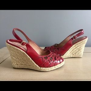 Red platform sandals, Corso Como, size 5.