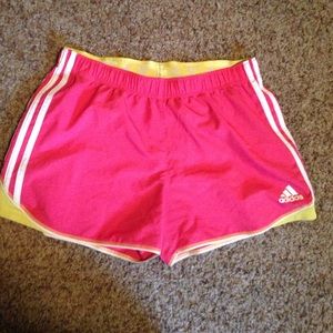 Pink Adidas Climalite athletic shorts