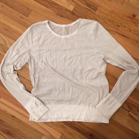 White Lululemon Long-sleeve Mesh Tee