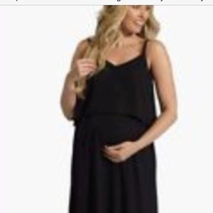 Navy sleeveless full length maternity dress sz med