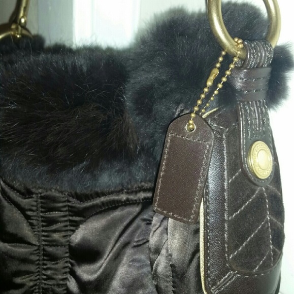 Coach Satin Fur Rabbit Bag Purse - Picture 2 of 4