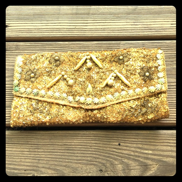 Vintage 50's style hand beaded clutch!!!!