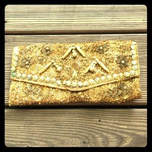 Vintage 50's style hand beaded clutch!!!!