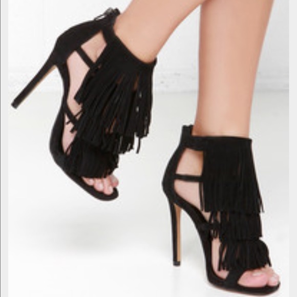 Steve Madden Black Fringe Heels
