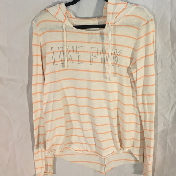 Thin off white and orange Pink hoodie - Picture 1 of 4