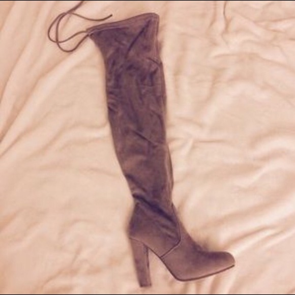 Last One 6.5 !!! Taupe Over The Knee Boots - Picture 2 of 4