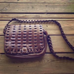 Vintage leather woven crossbody!!!