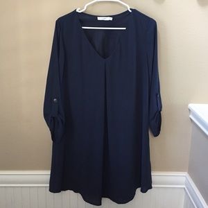 Beautiful blue fun flowing above the knee dress