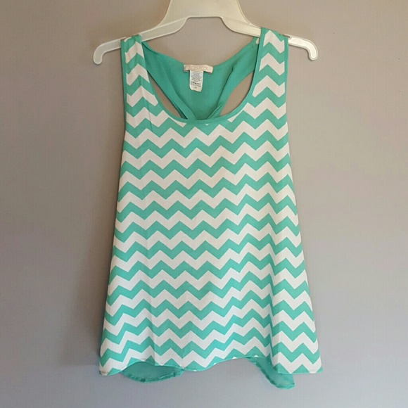 Seafoam green and white tank top