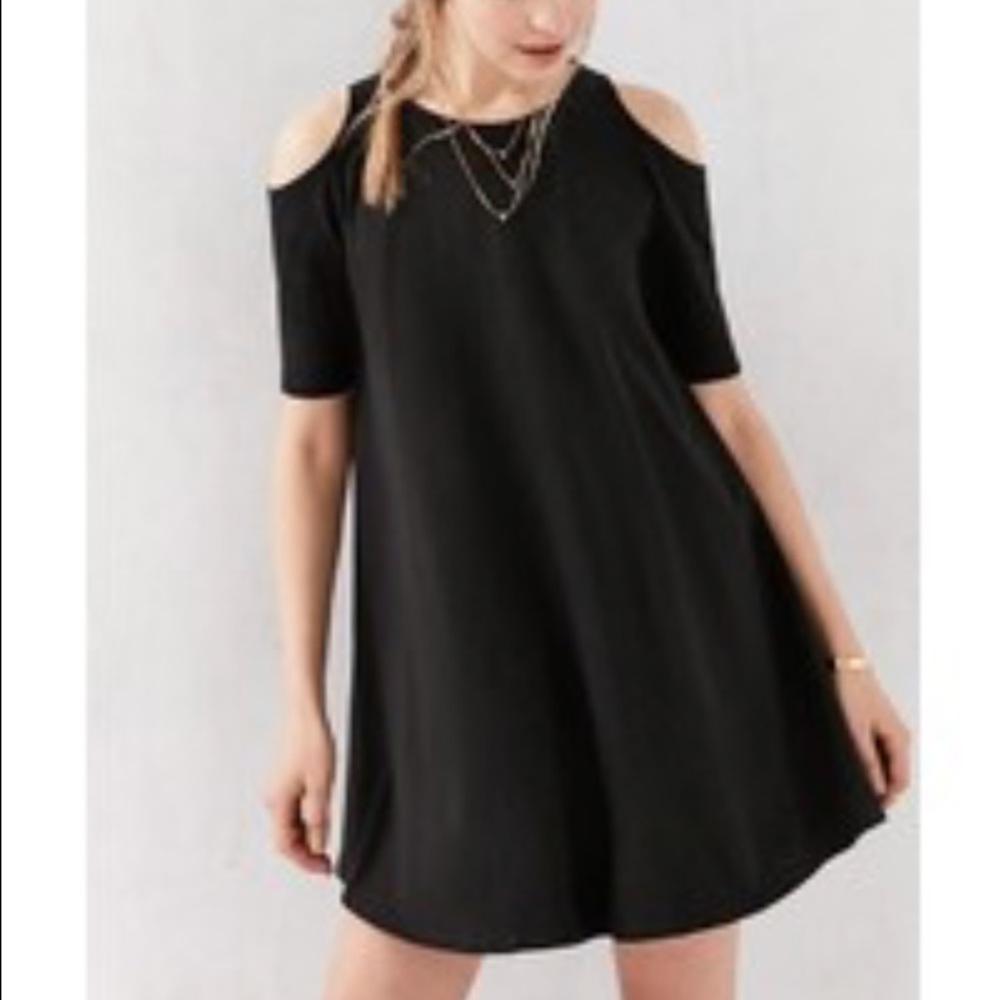 Urban Outfitters Black Cold Shoulder Swing Dress