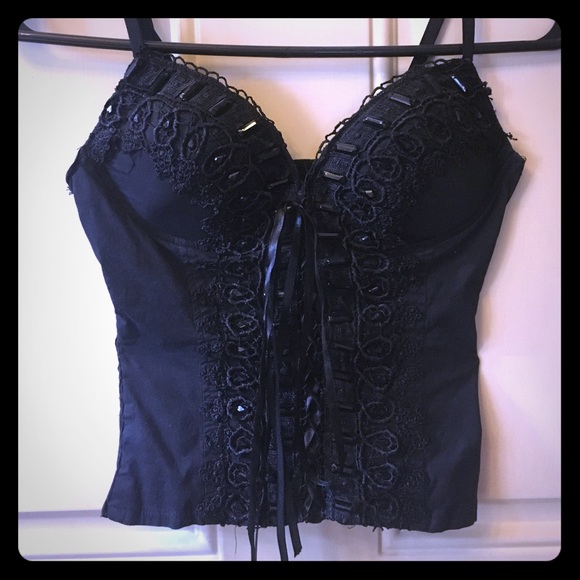 Sexy Bead And Lace Corset Crop