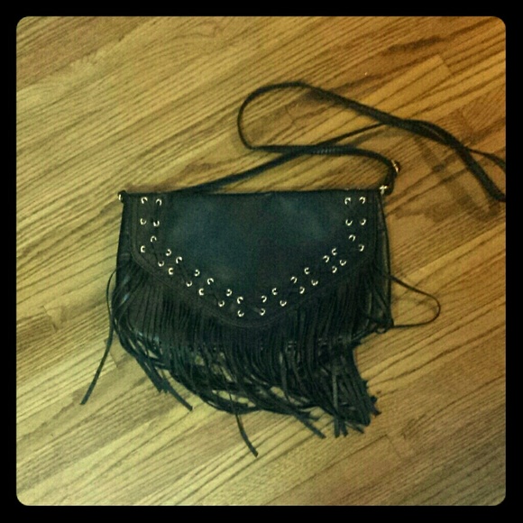 H & M black bag with fringe