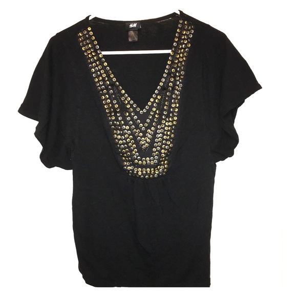 H&M Black Top with Gold Detail