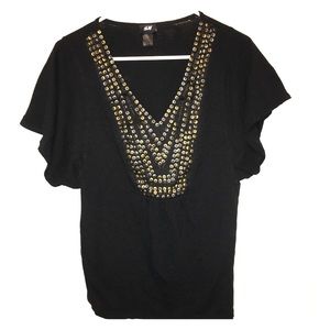 H&M Black Top with Gold Detail