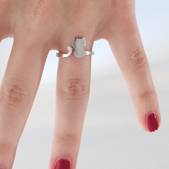 925 sterling silver cat ring