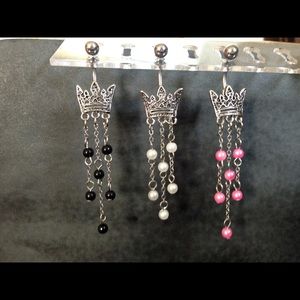 Pink Crown Pearl Belly Rings