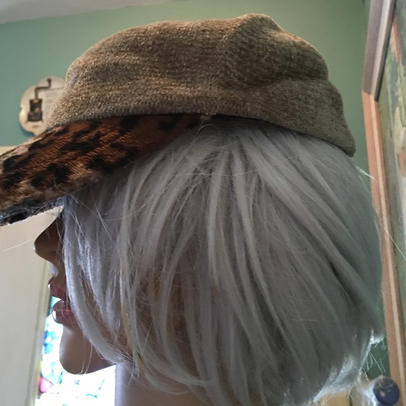 Beige Chenille/ Leopard Cap NWOT - Picture 3 of 3