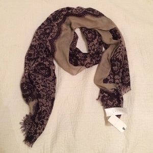 Beautiful Plum Lace Design Sheer Scarf
