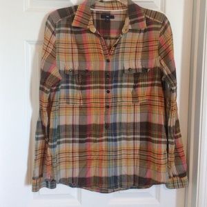 Gap Henley plaid shirt