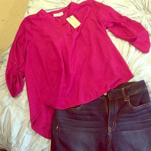 BNWT Beautiful dress up or down fuscia blouse!