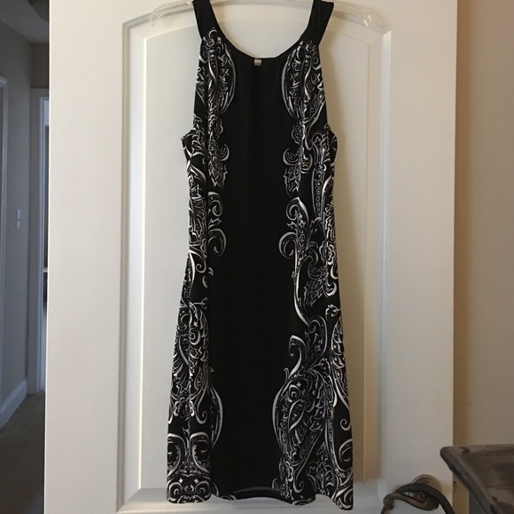 WHBM Black & White Damask Slip Dress
