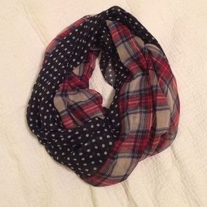 Plaid and Polka Dot Sheer Infinity Scarf