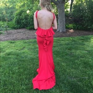 Long red prom dress